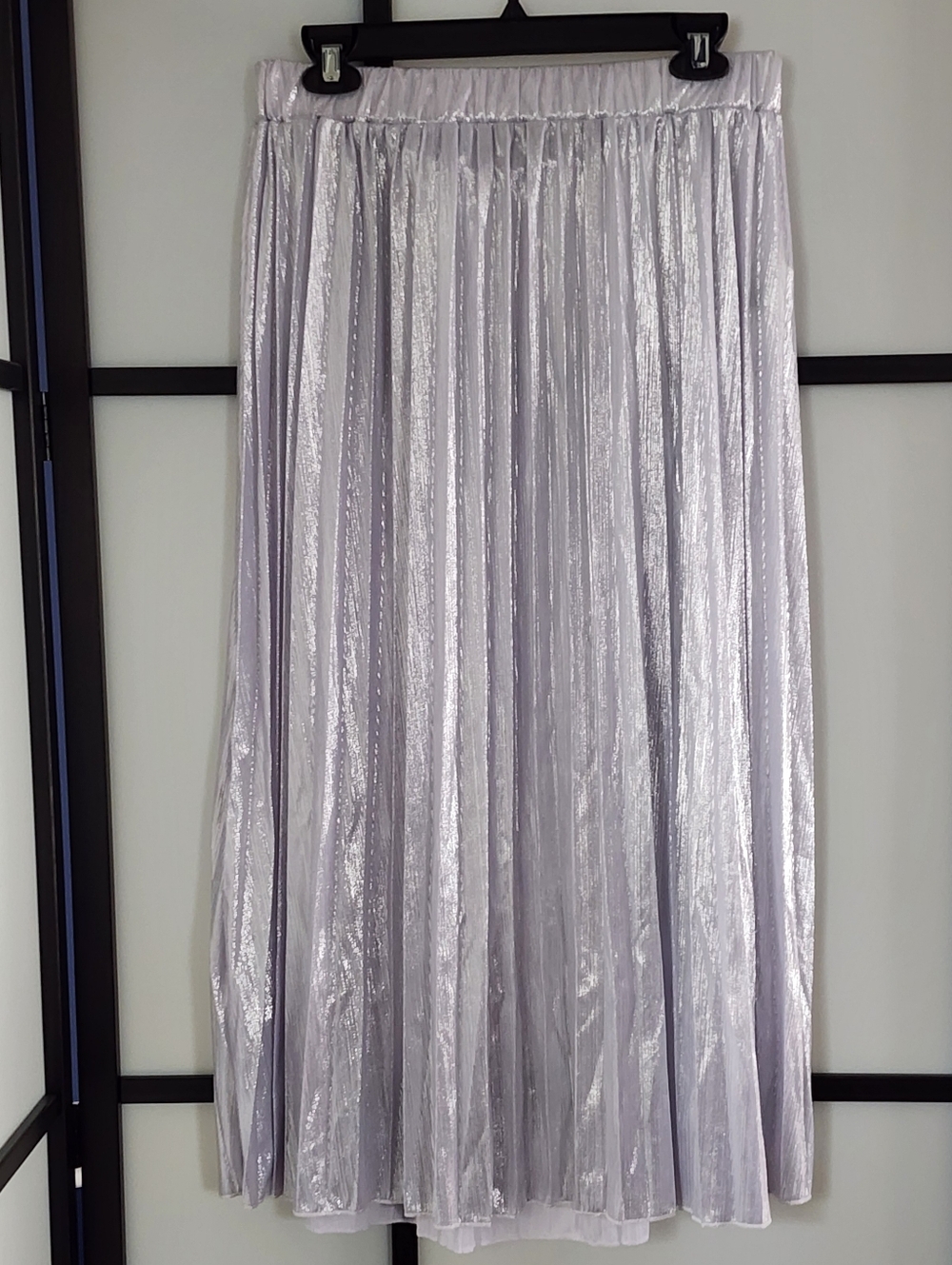 Women's Silver Pleated Maxi Skirt, SZ 0XL